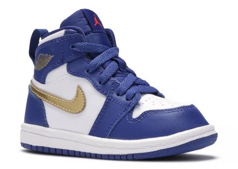 Air Jordan 1 Retro High Bt Gold Medal Blue Royal Deep Metallic White Coin 705304-406 - Febbuy