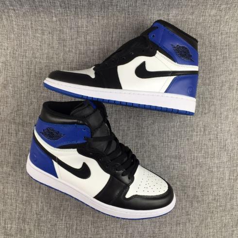 blue and white and black jordans