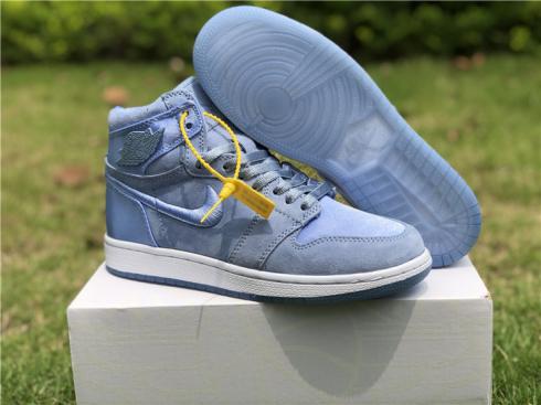Nike Air Jordan I 1 Women Basketball Shoes Light Blue All Febbuy