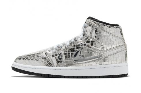 air jordan 1 mid silver and black