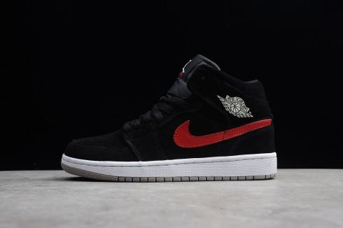 womens air jordan 1 mid black university red