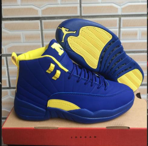 Nike Air Jordan XII 12 Retro Men Basketball Shoes Royal Blue Yellow ...