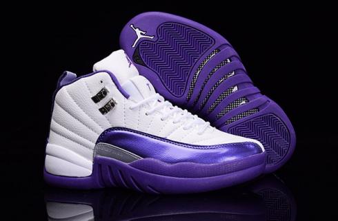 white purple jordan 12