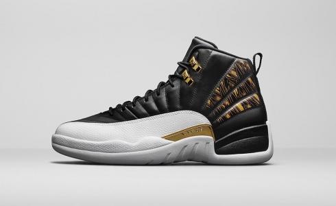 jordan 12s black white and gold