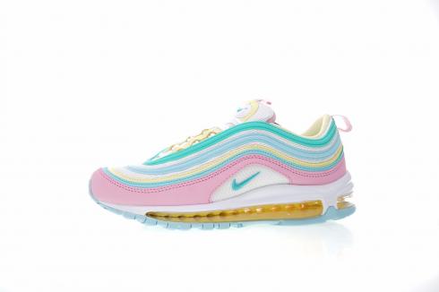 pink blue yellow and white air max 97 