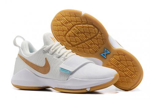 Nike Zoom Pg 1 Ep Paul Jeorge White Gold Men Basketball Shoes