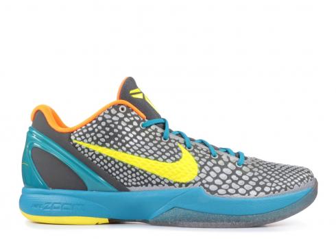 Latest Nike Kobe 6 Protro âHelicopterâ Dark Grey/Vibrant Yellow-Glass Blue For Men