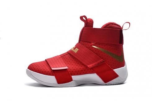 red and gold nike basketball shoes