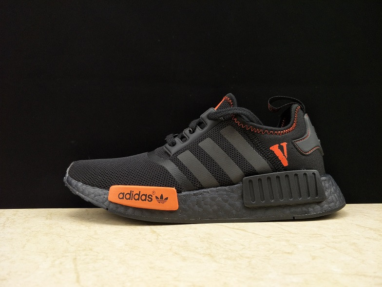 Adidas NMD R1 Core Black Cloud White Orange Running Shoes BA7563 - Febbuy