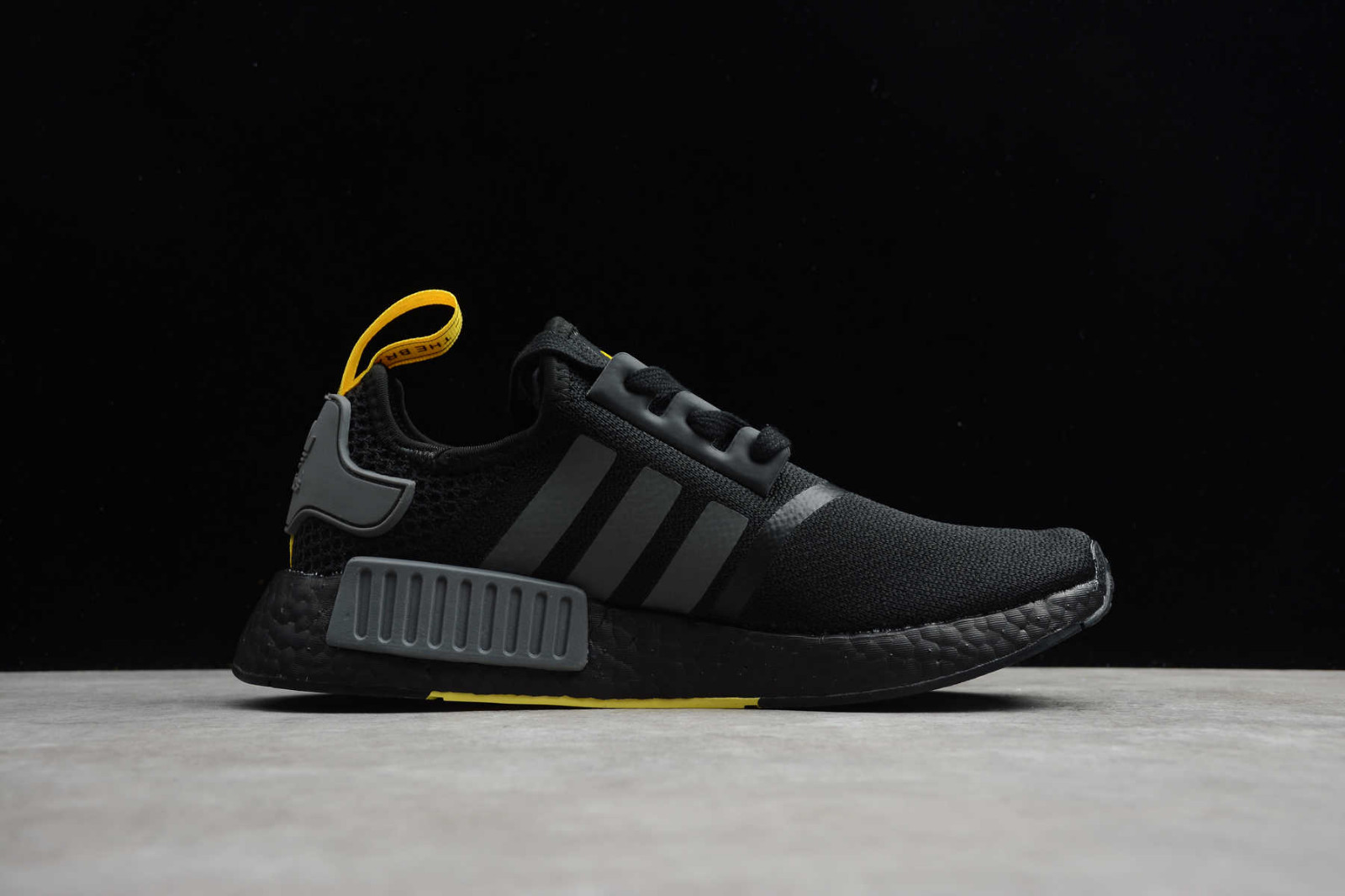 Adidas NMD R1 Core Black Yellow Cloud White Running Shoes B8303 - Febbuy