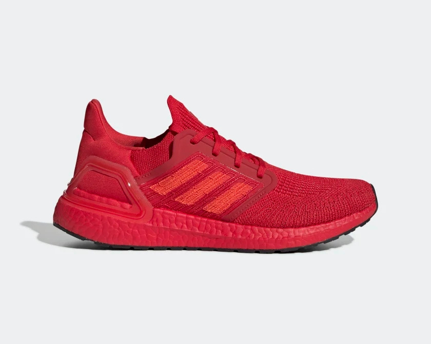 Adidas UltraBoost 20 Core Black Solar Red Sample Boost Scarlet EG0700 - Febbuy