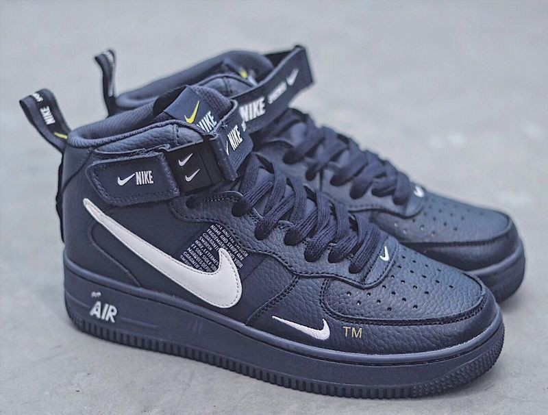 Nike Air Force One High Navy Blue White Running Shoes 804609-305 - Febbuy