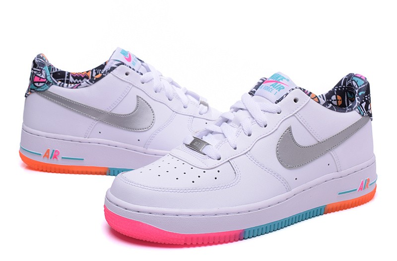 Nike Air Force 1 Low GS White Rainbow Trainers Shoes ...