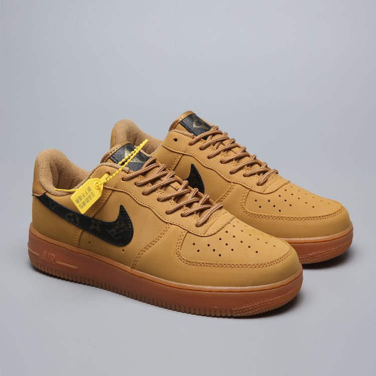 Nike Air Force 1 Low Lifestyle Shoes Wheat Brown Black - Febbuy