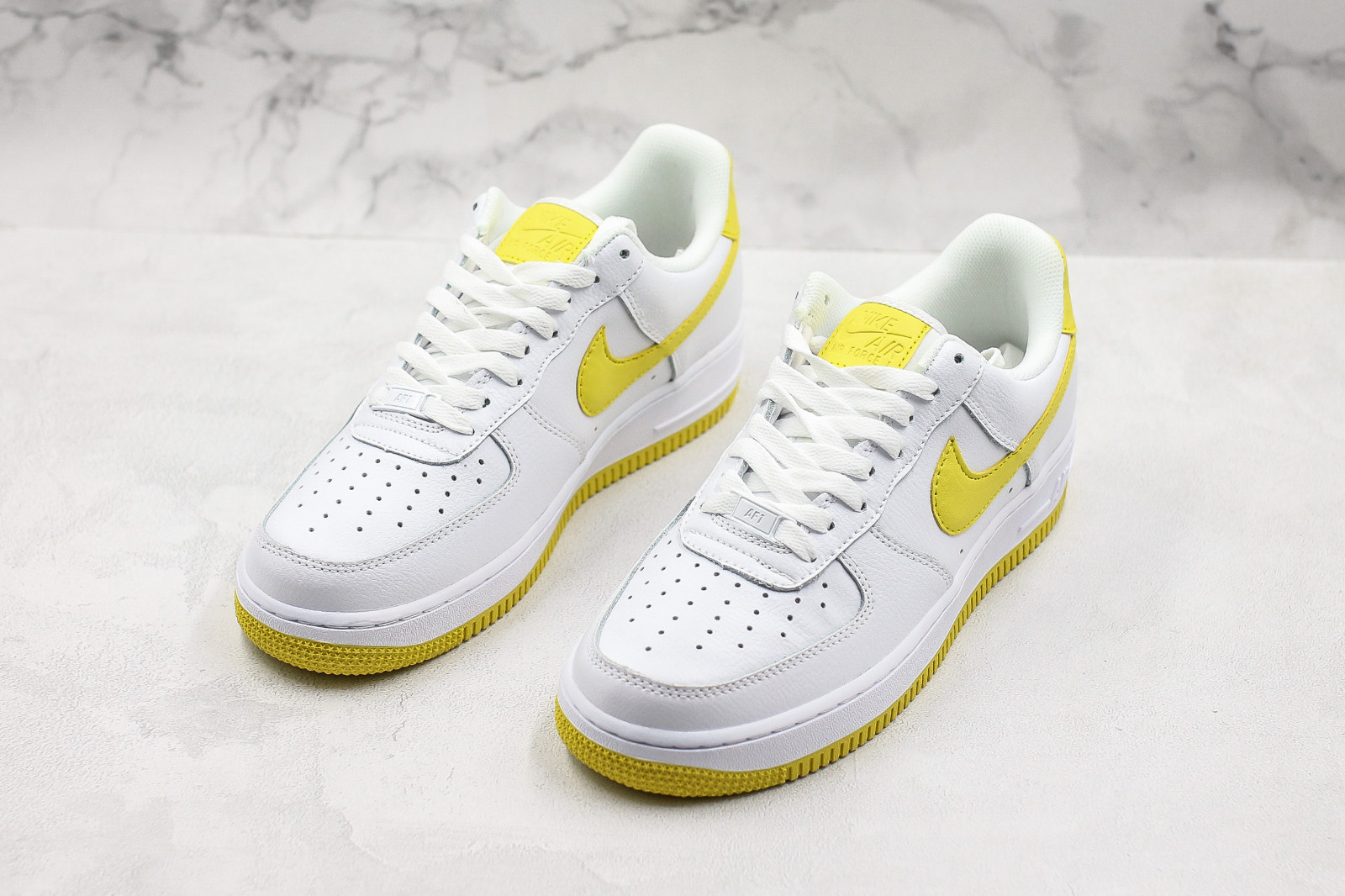 white and yellow nike air force 1