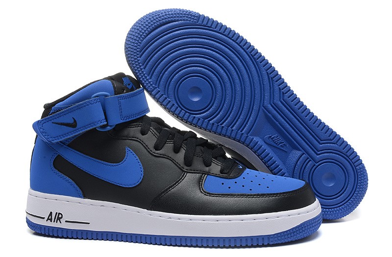 Nike Air Force 1 Mid Black Game Royal Blue White 315123-027 - Febbuy