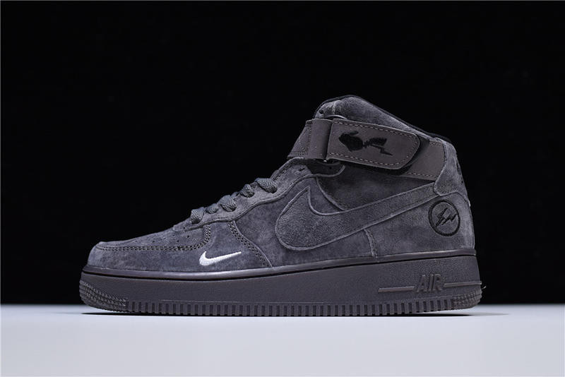 Nike Air Force 1 Mid Black Grey Unisex Basketball Shoes 808788-100 - Febbuy