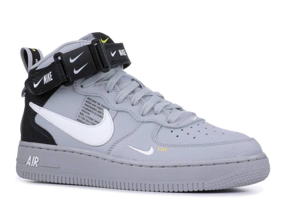 Nike Air Force 1 Mid Lv8 Gs Overbranding Grey Yellow Tour Black Wolf ...