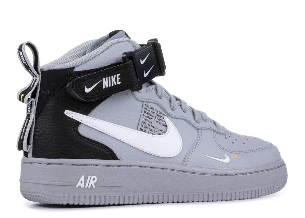 Nike Air Force 1 Mid Lv8 Gs Overbranding Grey Yellow Tour Black Wolf ...
