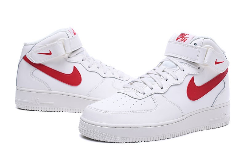air force 1 mid red and white
