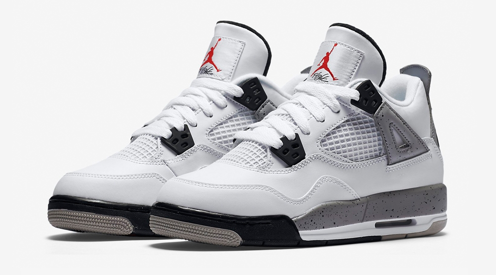 Air jordan 4 og 89 gs white cement white fire red black tech grey