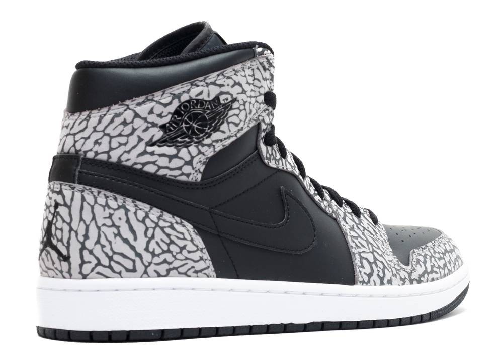 Air Jordan 1 Retro High Black Elephant Print Red White Varsity Cement