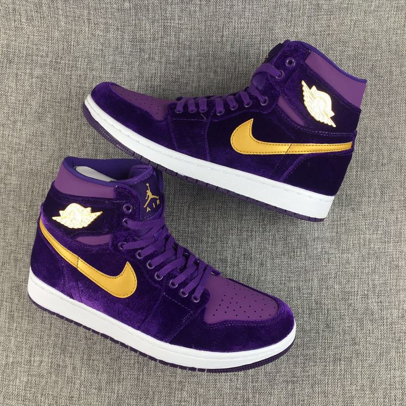 Nike Air Jordan 1 Retro Velvet Purple Gold Unisex Shoes