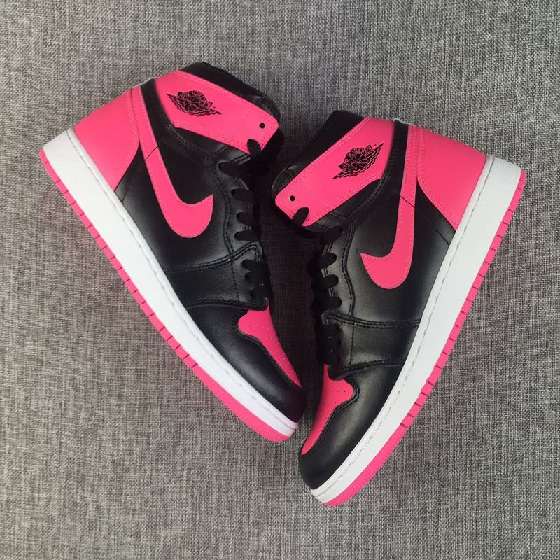 Nike Air Jordan 1 Retro black pink women basketball shoes - Febbuy