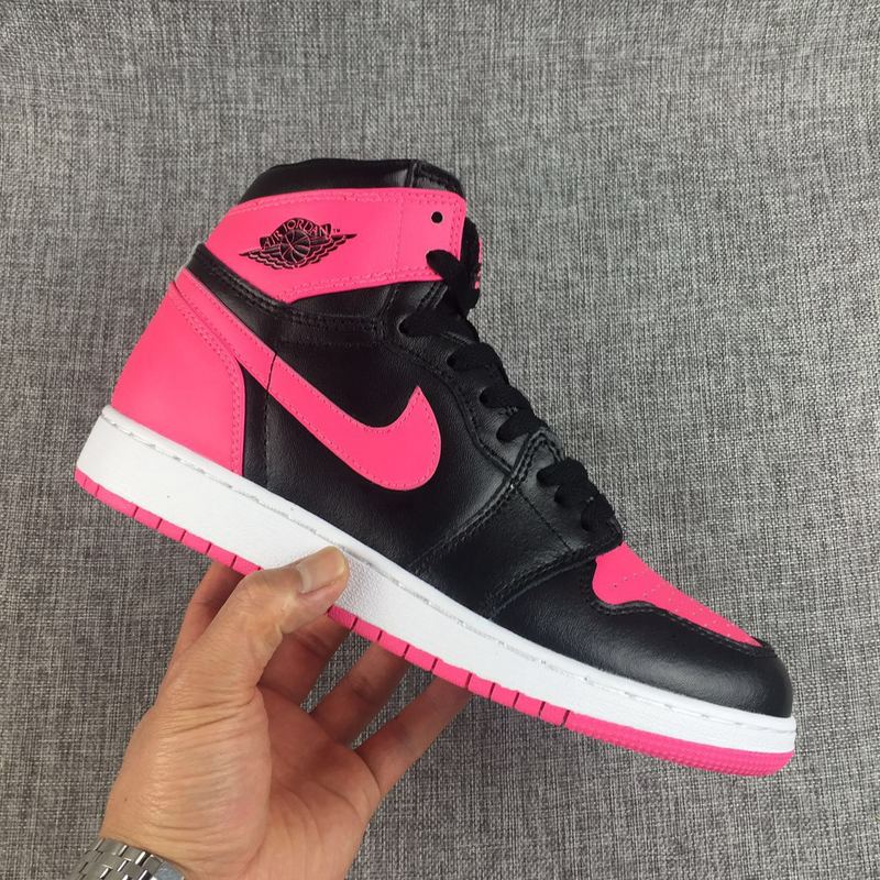 Nike Air Jordan 1 Retro black pink women basketball shoes - Febbuy