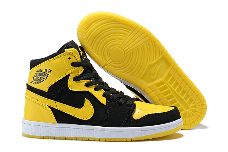 Nike Air Jordan I 1 Retro Basketball Shoes Yellow Black Febbuy