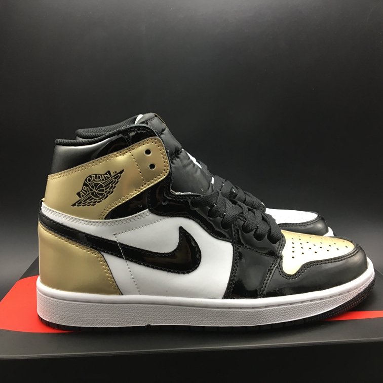Nike Air Jordan I 1 Retro Men Basketball Shoes Top 3 Black Gold 861428-001 - Febbuy