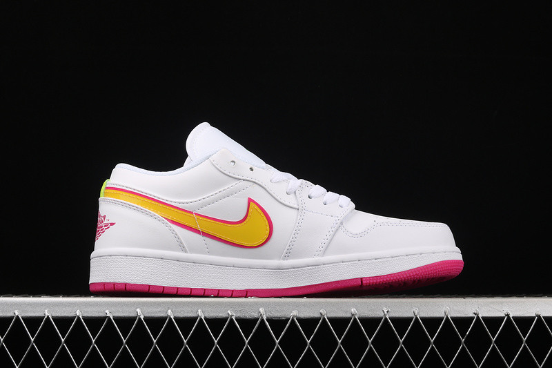 Air Jordan 1 Low White/White-Gym Yellow-Hyper Pink â Sneaker Hello