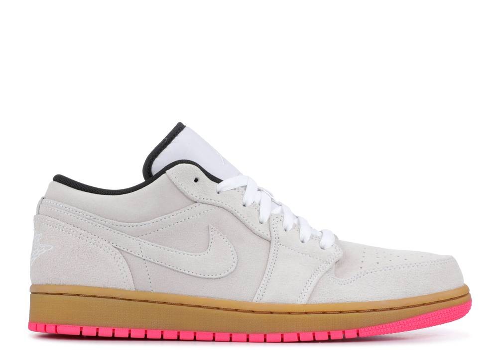 pink and yellow jordans 1