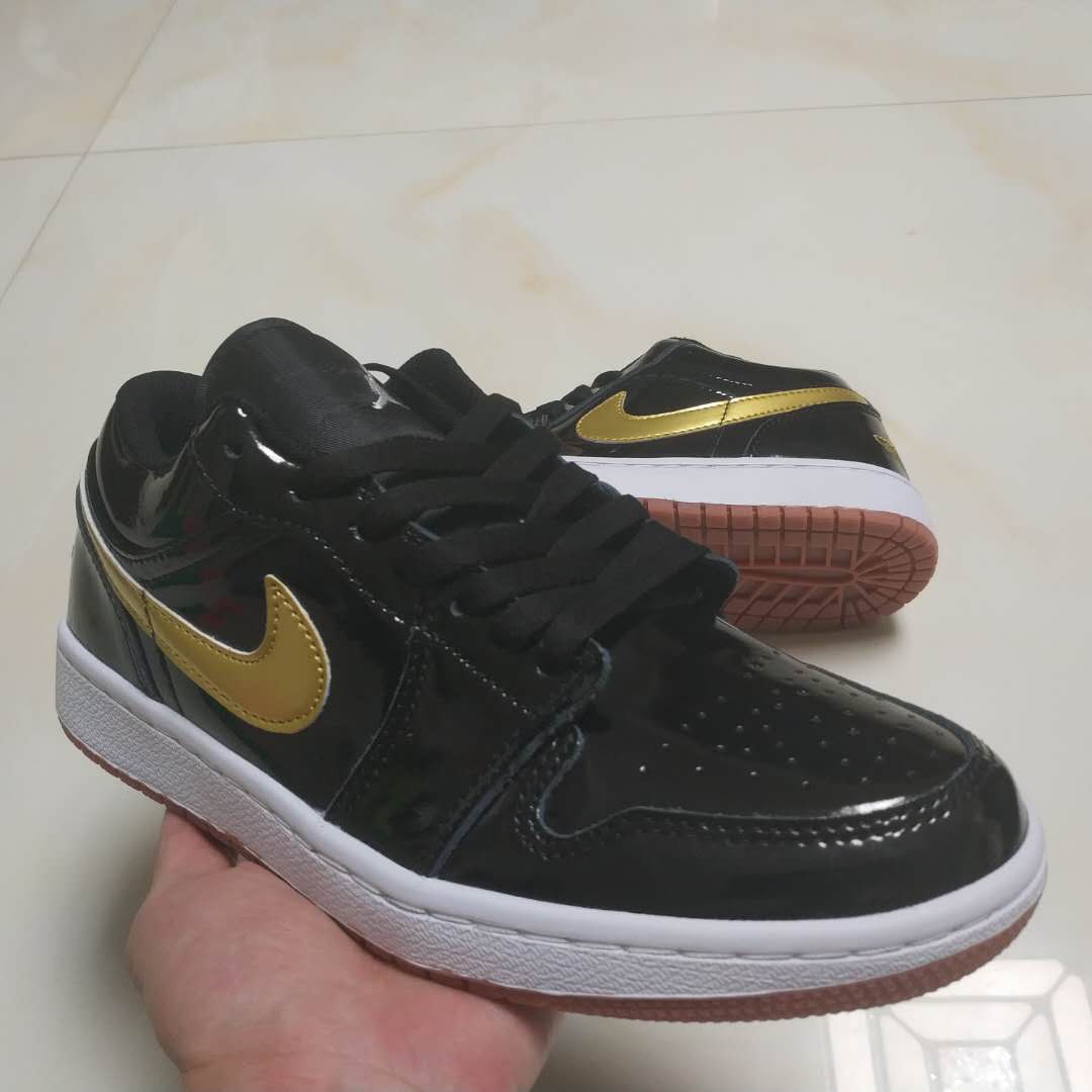 Nike Air Jordan I 1 Retro Low Unisex Basketball Shoes Black Gold Febbuy