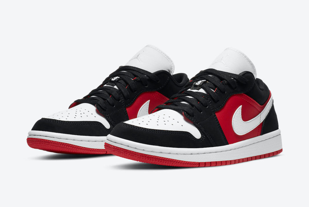 Wmns Air Jordan 1 Low White Gym Red Black Shoes DC0774-016 - Febbuy