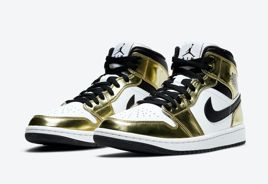 air jordan 1 mid gold black and white