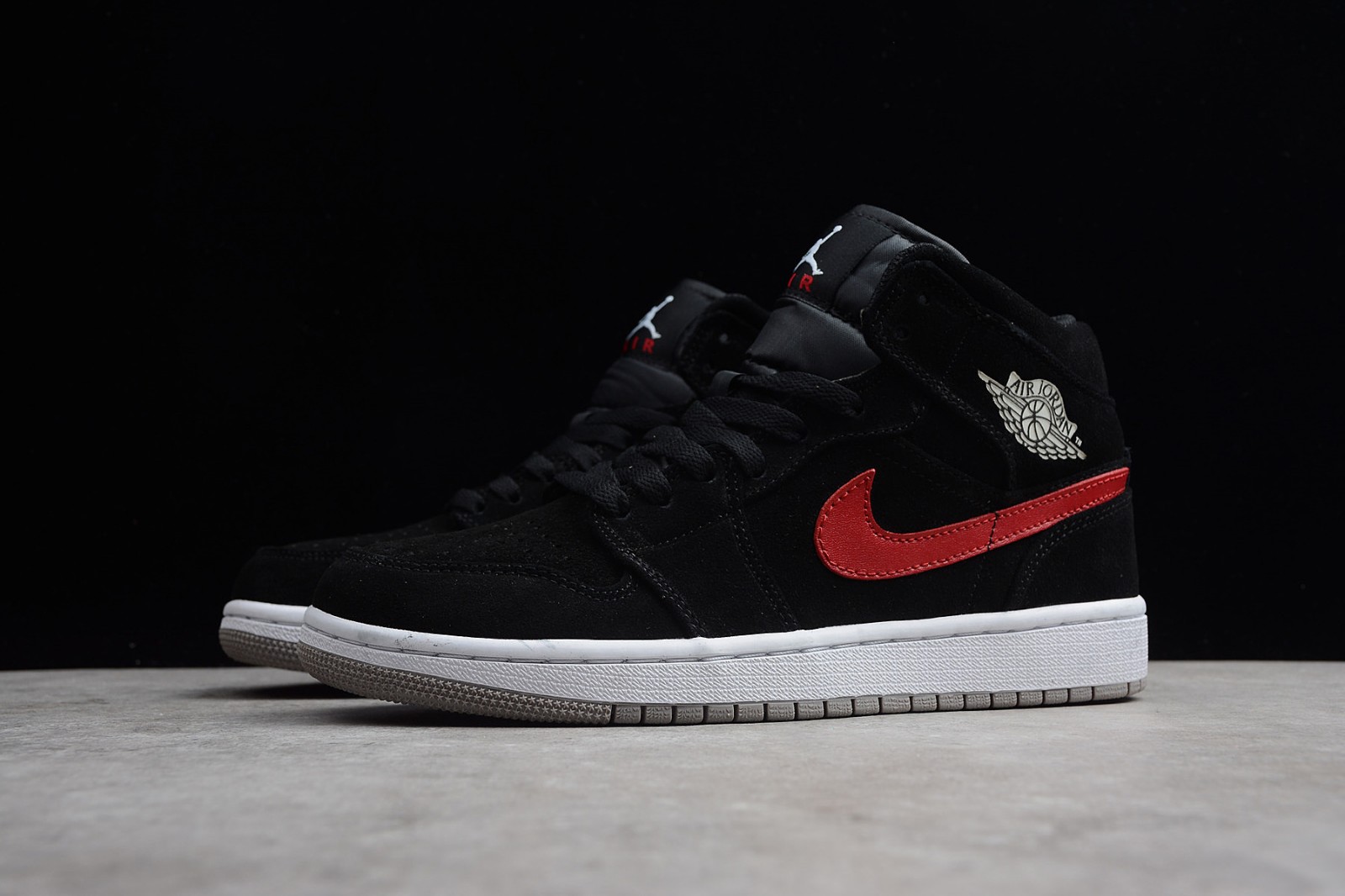 Nike Air Jordan 1 Mid Multicolor Swoosh Black University Red Blue 554724-065 - Febbuy