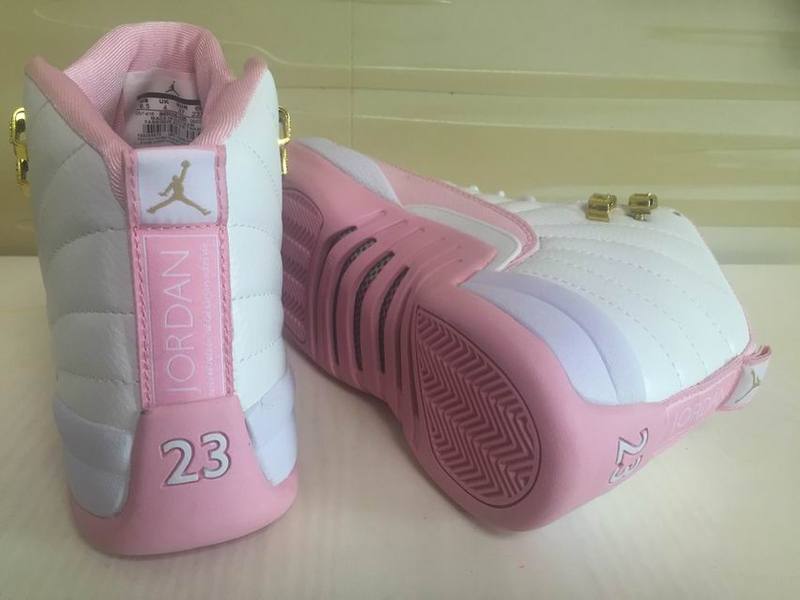 Nike Air Jordan XII 12 White Pink Women Basketball Shoes - Febbuy