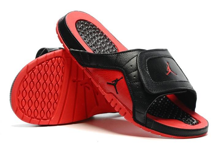 jordan slides black and red