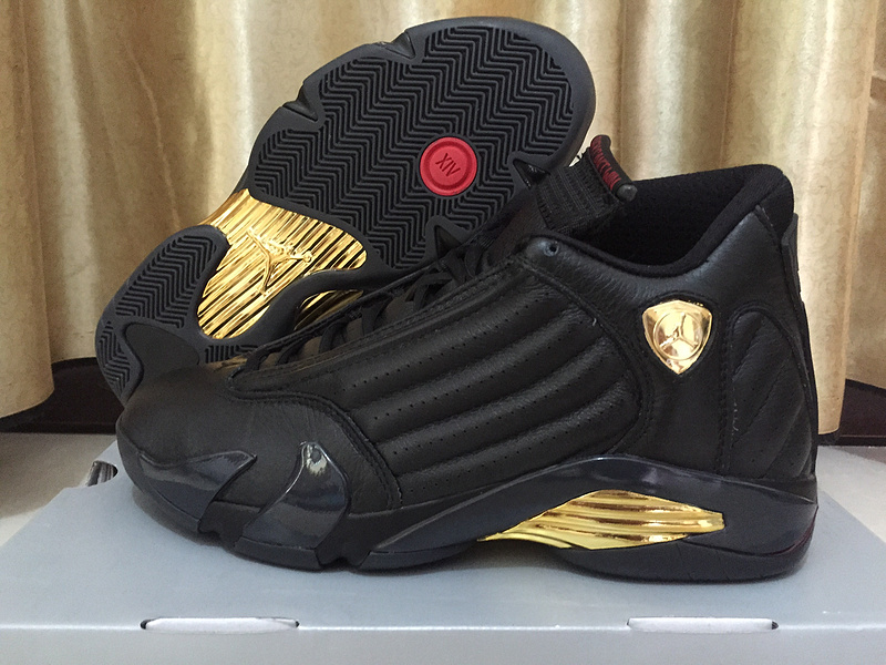 Jordan 14s black and gold new arrivals