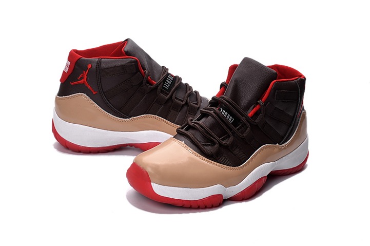 Nike Air Jordan XI 11 Retro Men Shoes Basketball Sneakers Beige Brown Red White 378037 - Febbuy