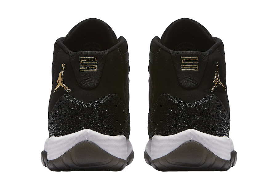 Wmns Nike Air Jordan 11 Retro Black Gold Mens Basketball Shoes 852625