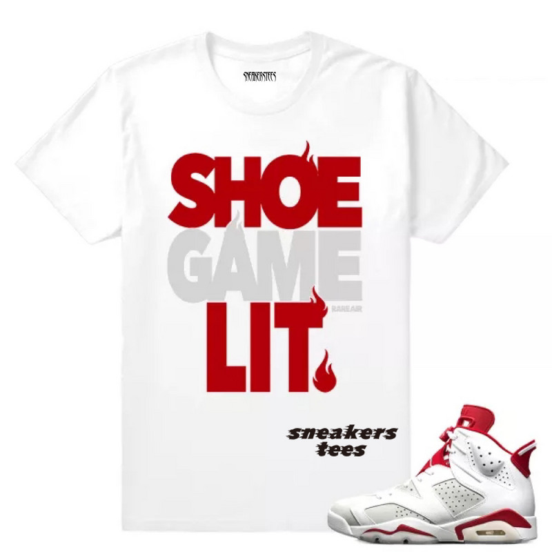 Match Jordan 6 Alternate Shoe Game Lit White T-shirt - Febbuy