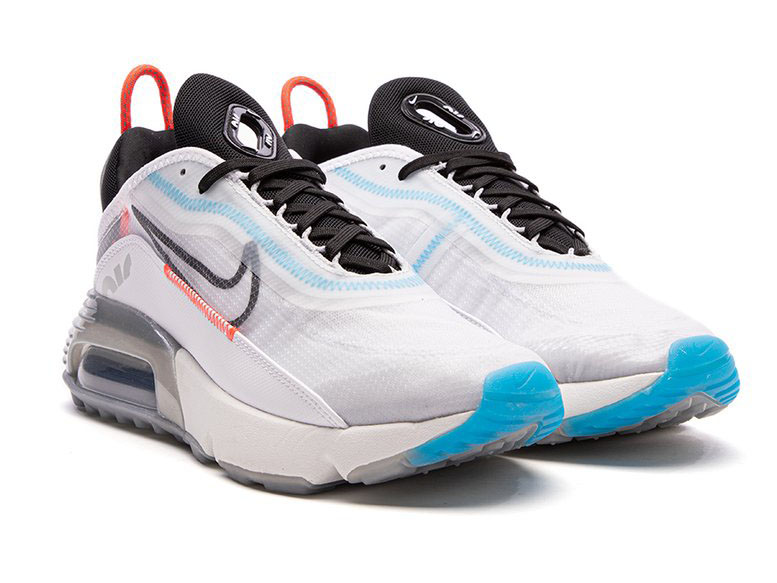 Nike Mens Air Max 2090 White Black Pure Platinum Bright Crimson CT7695-100 - Febbuy