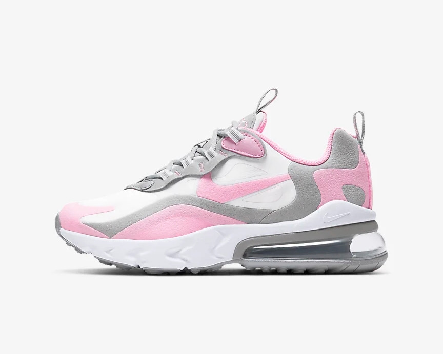 Nike Air Max 270 React White Light Smoke Grey Metallic Silver Pink ...