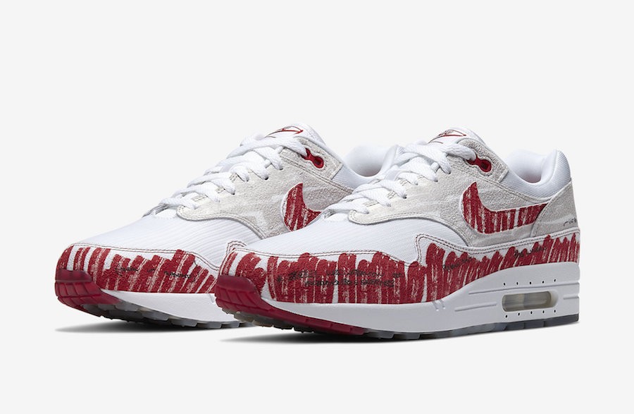 nike air max 1 sketch red