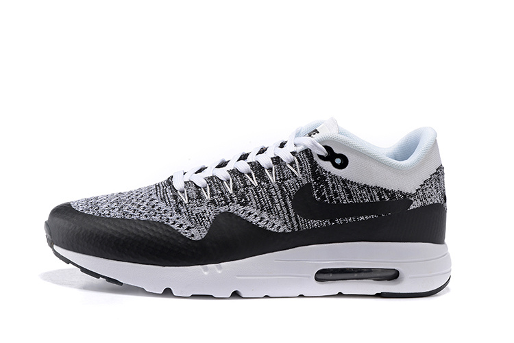 Nike Air Max 1 Ultra Flyknit White Black Oreo NEW DS NSW Running Shoes HTM 843384-100 - Febbuy