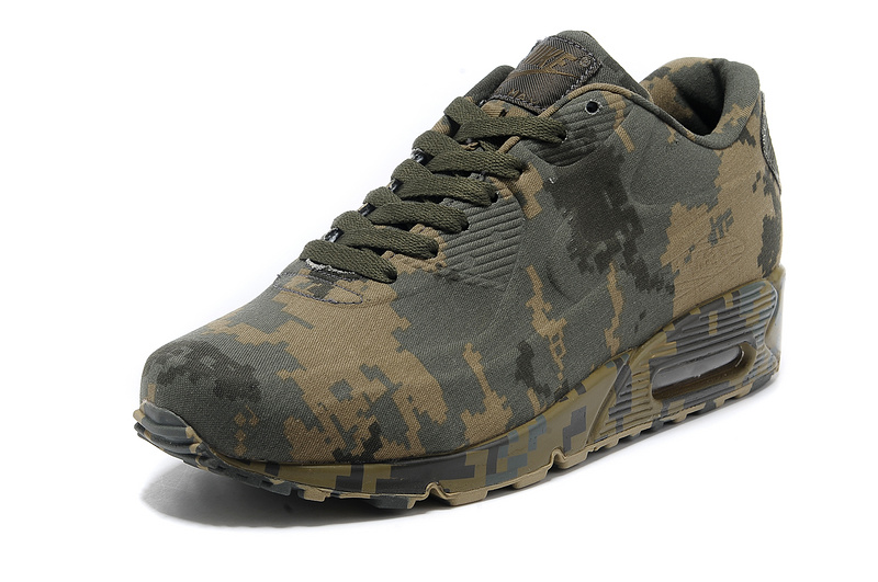 Nike Air Max 90 Camouflage Green Coffee Men Running Shoes Febbuy