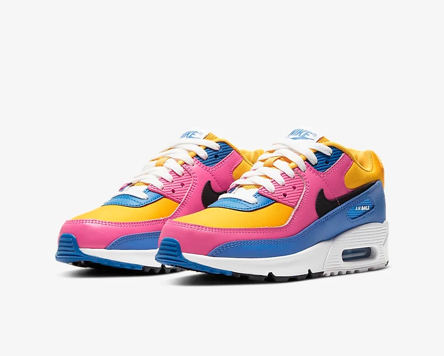 Nike Air Max 90 Gs Blue Pink Yellow Multi Color Cd6864 700 Febbuy