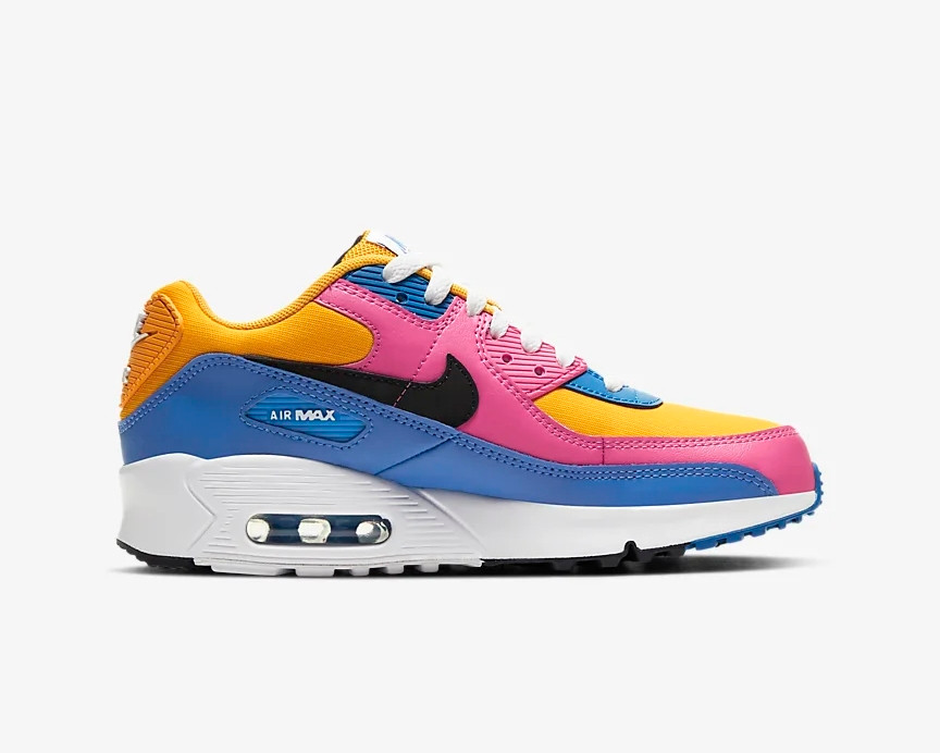 pink blue and yellow air max 90